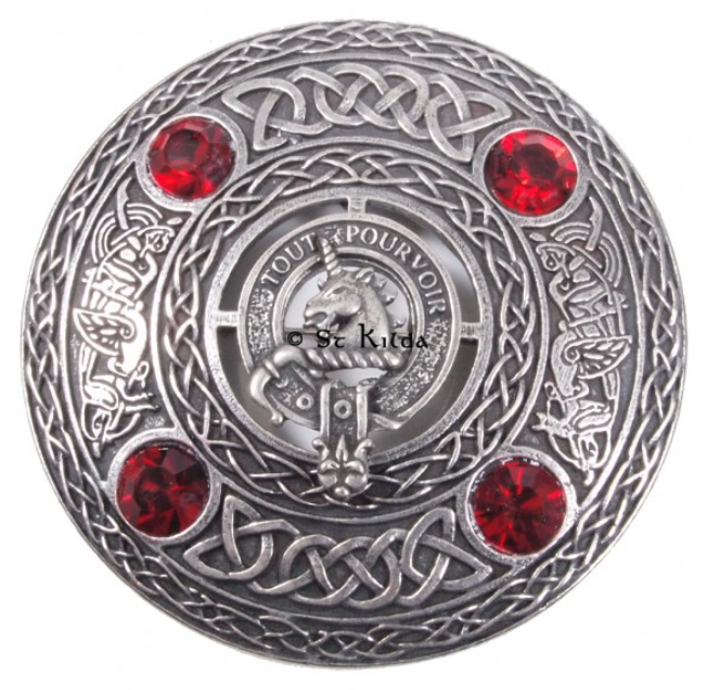 Oliphant Clan Crest Pewter Plaid Brooch