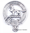 Bruce Clan Crest Badge in Pewter - A detailed view of the traditional belted design, showcasing the clan crest badge that can be worn as a cap or large brooch for clan gatherings.