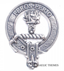 Chisholm Clan Crest Badge in Pewter, featuring a traditional belted design, perfect for everyday wear or clan gatherings.