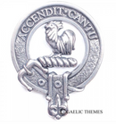 Cockburn Clan Crest Badge in Pewter - A stylish accessory featuring a traditional belted design, perfect for everyday wear or clan gatherings.