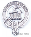Kincaid Clan Crest Badge in Pewter featuring a traditional belted design, perfect for cap or brooch wear, approx. size 2"x2.5".