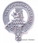 MacGregor Clan Crest Badge in Pewter showcased as a stylish cap badge or brooch pin, featuring a traditional belted design representing clan heritage.