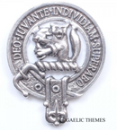 MacThomas Clan Crest Badge in Pewter, showcasing the traditional belted design representing clan heritage. Perfect for everyday wear or clan gatherings.