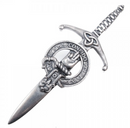 Clan Crest Pewter Kilt Pin with Boyd Crest, showcasing an antique palladium finish and intricate Scottish design, perfect for adding character to traditional attire.