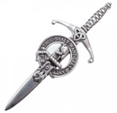 Clan Crest Pewter Kilt Pin with Cranston Crest featuring an antique palladium finish, perfect for showcasing your Scottish heritage.