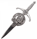 Clan Crest Pewter Kilt Pin with Crosbie Crest showcasing its intricate design and antique palladium finish.