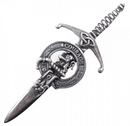 Clan Crest Pewter Kilt Pin with Cumming Crest, showcasing an elegant antique palladium finish, perfect for adding Scottish heritage to your outfit.
