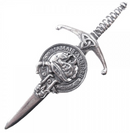 Clan Crest Pewter Kilt Pin with Douglas Crest, featuring an antique palladium finish, handcrafted in Scotland from high-quality pewter, perfect for showcasing your Scottish heritage.