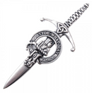 Clan Crest Pewter Kilt Pin with Haig Crest featuring a broadsword design, antique palladium finish, perfect for adding a traditional Scottish touch to your outfit.