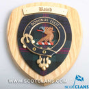Beautiful Baird Clan Crest Plaque handmade in Scotland, showcasing intricate designs on hardwood with tartan details, ideal for gifting or home decor.