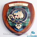 Handmade Campbell Clan Crest Plaque featuring authentic Scottish craftsmanship and unique tartan design, perfect for celebrating Scottish heritage.