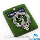 Colquhoun Clan Crest Badge in Pewter showcasing its intricate design and handcrafted quality. A must-have accessory for proud clan members.