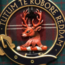 Detailed view of Crawford Extra Large Clan Crest Plaque with a unique tartan design, perfect for celebrating Scottish heritage.