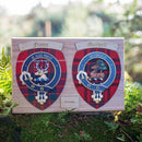 Beautiful Double Clan Wall Plaque featuring a traditional Scottish tartan, handmade in Glasgow, Scotland.