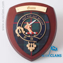Handmade Gunn Clan Crest Wall Plaque featuring authentic tartan patterns, a perfect Scottish gift.