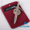 Clan Crest Pewter Kilt Pin featuring the Guthrie Crest, crafted from premium pewter with an antique finish, perfect for showcasing Scottish heritage.