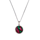 Heathergems Circle Silver Pendant showcasing a unique handmade design, crafted from hand-harvested heather and set on a Hallmarked sterling silver chain, perfect as a personal gift.