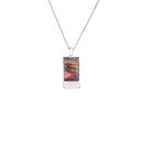 Heathergems Skye Rectangle Pendant featuring a unique heather gem set in handcrafted sterling silver, inspired by the natural beauty of Skye, Scotland.