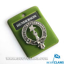 Henderson Clan Crest Badge in Pewter, a stylish emblem showcasing clan pride, made from high-quality pewter and palladium, perfect for wearing as a cap badge or large brooch pin.