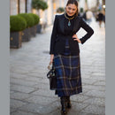Ladies Floor Length Hand Stitched Kilt in mediumweight tartan, showcasing intricate hand stitching and traditional craftsmanship.