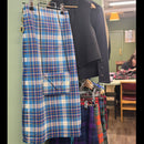 Close-up of the Ladies Floor Length Hand Stitched Kilt, emphasizing the quality craftsmanship and mediumweight tartan.