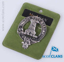 MacLean Clan Crest Badge in Pewter showcasing a high-quality design, perfect for displaying clan heritage as a cap badge or brooch pin.