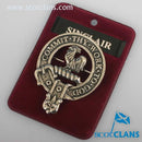 Sinclair Clan Crest Badge in Pewter, a stylish cap badge or brooch pin featuring the traditional belted design for clansmen, perfect for everyday wear or clan gatherings.