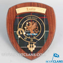 Leslie Clan Crest Plaque showcasing authentic Scottish craftsmanship, handmade in Glasgow, featuring unique clan design and tartan, perfect for celebrating Scottish heritage.