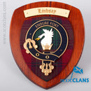 Lindsay Clan Crest Plaque showcasing authentic tartan design and hardwood shield, handmade in Glasgow, Scotland.