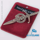Clan Crest Pewter Kilt Pin featuring the MacFarlane Crest, crafted from fine pewter with an antique palladium finish, perfect for showcasing Scottish heritage.