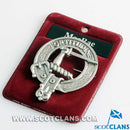 MacRae Clan Crest Badge in Pewter showcasing a traditional design as a cap badge or brooch, perfect for clan gatherings.
