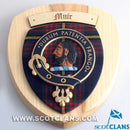 Handcrafted Muir Clan Crest Plaque made from durable hardwood, celebrating Muir clan traditions.
