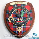 Sinclair Clan Crest Plaque showcasing Scottish craftsmanship, handmade in Glasgow with authentic tartan design.