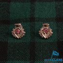 Scottish Thistle Earrings showcasing traditional thistle design with shimmering cut glass stones, perfect for adding elegance to any outfit.