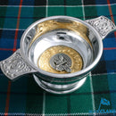Leslie Clan Crest Quaich with Gold Trim
