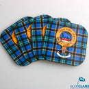 Weir Clan Crest and Tartan Wooden Coaster 4 Pack