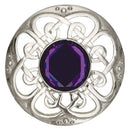 Culloden Plaid Brooch from Art Pewter featuring a stunning gemstone in the center and a unique plaid design, perfect for adding elegance to any outfit.