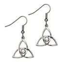 Close-up of the Crinan Knot Earrings, featuring a unique knot design crafted from high-quality pewter, symbolizing unity and strength.