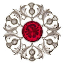 Stylish Scottish Thistle Plaid Brooch worn on a jacket, highlighting its versatility and elegance in enhancing everyday outfits.