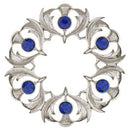 Close-up of the Scottish Thistle Plaid Brooch - Small Stones highlighting the detailed craftsmanship and the quality pewter material.