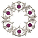Scottish Thistle Plaid Brooch - Small Stones showcasing intricate thistle design and colorful stones, perfect for adding elegance to outfits.