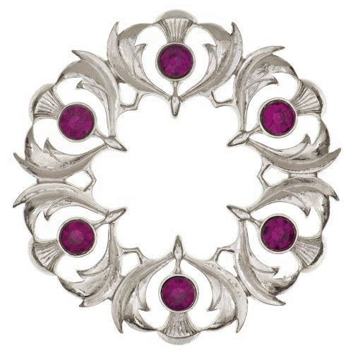 Scottish Thistle Plaid Brooch - Small Stones