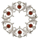 Scottish Thistle Plaid Brooch - Small Stones displayed on a scarf, showing its lightweight design and ability to enhance everyday wear.