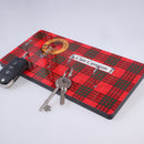 Clan Crest and Tartan Key Rack showcasing a vibrant print of a Scottish clan's crest with stylish chrome hooks for key storage.