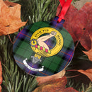 Armstrong Clan Crest and Tartan Metal Christmas Ornament, featuring unique clan crest designs available in 6 styles, perfect for festive decor.