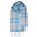 Close-up of Bowhill Standard Tartan Lambswool Scarf highlighting the soft texture and intricate tartan pattern.