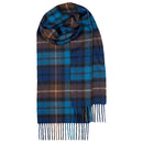 Fashionable Bowhill Standard Tartan Lambswool Scarf wrapped stylishly, perfect for layering and enhancing any winter outfit.