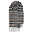 Elegant Bowhill Standard Tartan Lambswool Scarf featuring a rich burgundy tartan pattern, great for warmth and fashion.