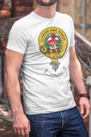 Buchanan Clan Crest Gents T Shirt featuring the clan crest prominently displayed, perfect for celebrating Scottish heritage.