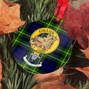 Campbell of Breadalbane Clan Crest and Tartan Metal Christmas Ornament - showcase your heritage with 6 styles available, custom hand-printed design.